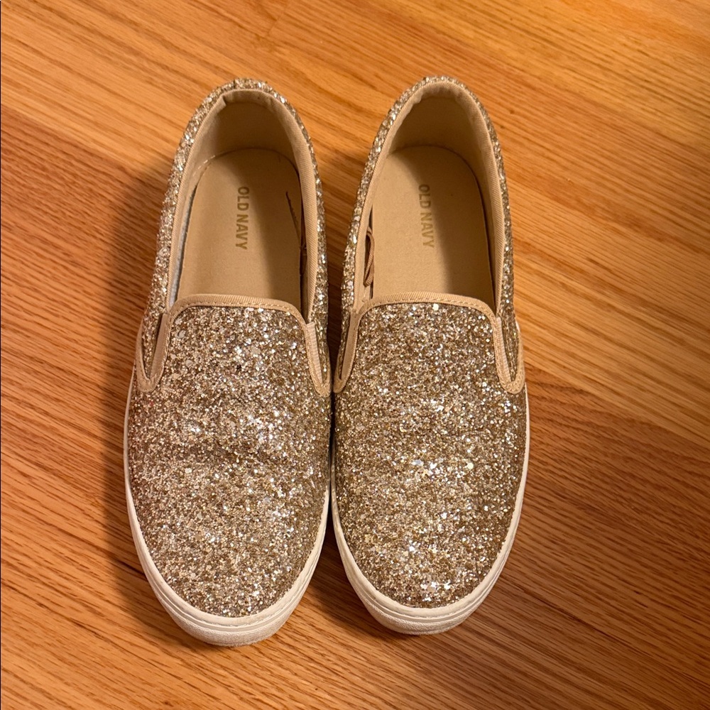 Old Navy Gold Glitter Slip-On Sneakers